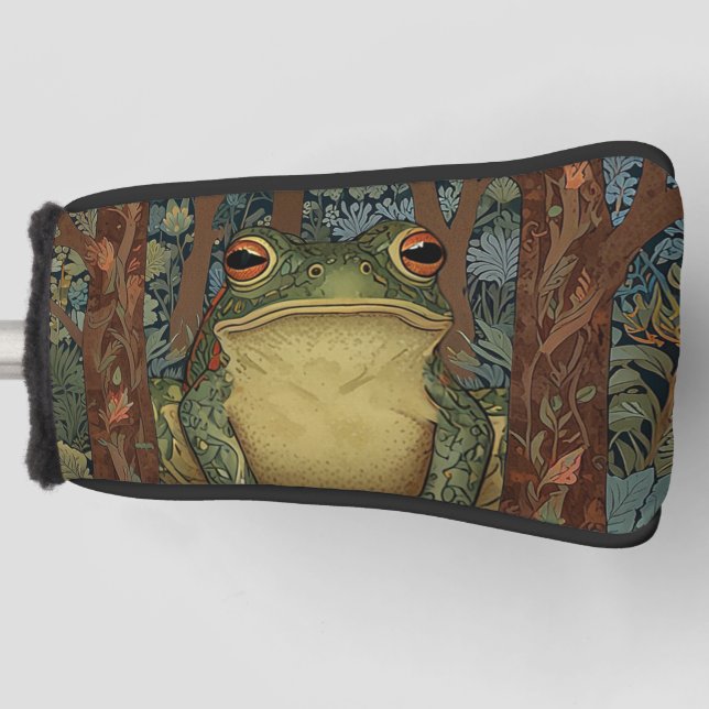 Vintage boho forest frog golf head cover (Front)