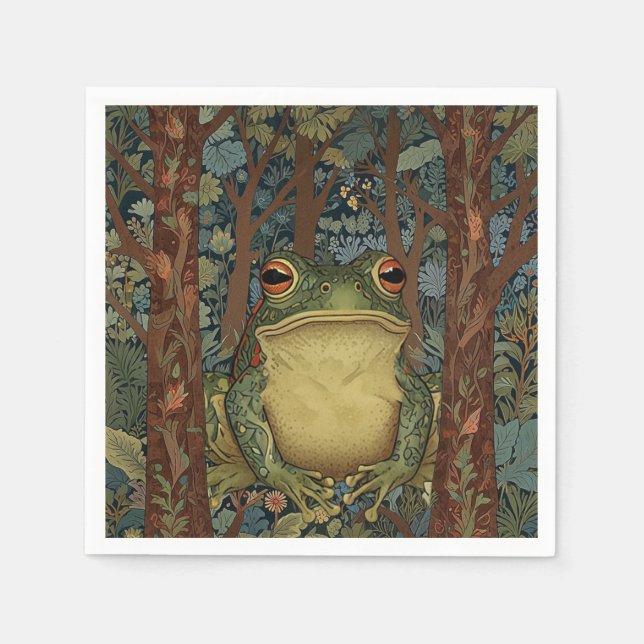 Vintage boho forest frog napkins (Front)