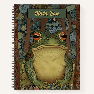 Vintage boho forest frog notebook