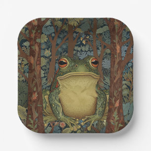 Vintage boho forest frog paper plates