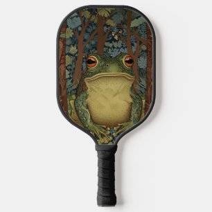 Vintage boho forest frog pickleball paddle