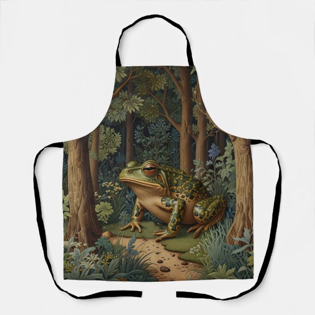 Vintage boho frog woodland forest apron (Front)