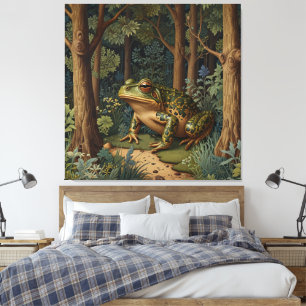 Vintage boho frog woodland forest canvas print