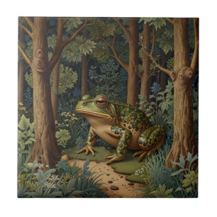 Vintage boho frog woodland forest ceramic tile