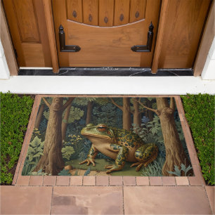 Vintage boho frog woodland forest doormat