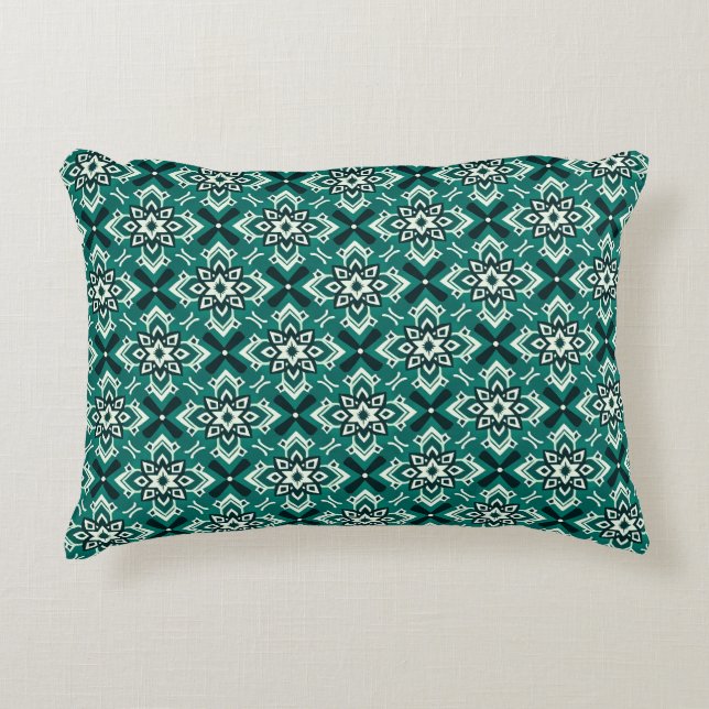 Vintage Boho Geometric Floral Pattern Accent Pillow (Front)