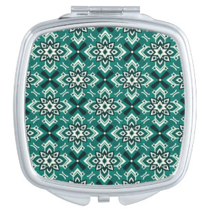 Vintage Boho Geometric Floral Pattern Compact Mirror