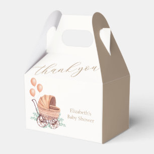 Vintage Boho Greenery Stroller Balloon Baby Shower Favor Boxes