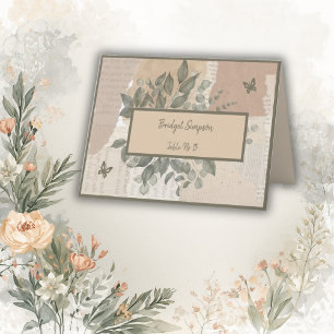 vintage boho greenery wedding guest seating card