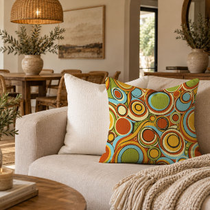 Vintage Boho Groovy 70s Hippie Abstract Cushion Ar