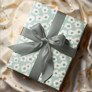 Vintage Boho Hand Drawn Groovy Flowers Wrapping Paper