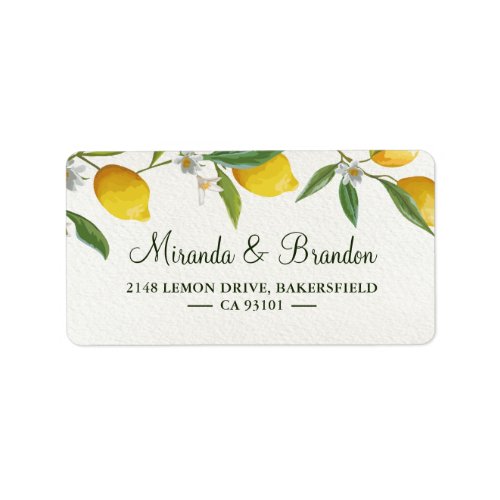 Vintage Boho Lemon Branch Wedding Address Label