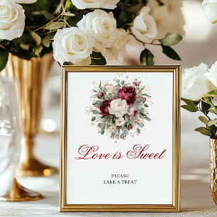 Vintage Boho Love is Sweet Blush Burgundy 8x10 Sig Poster