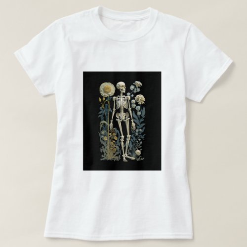 Vintage boho magic floral skeleton in black T_Shirt