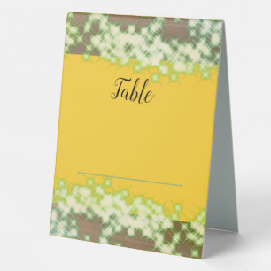Vintage Boho Mustard and Green Quinceañera Spanish Table Tent
