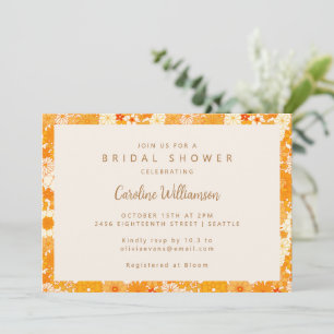 Vintage Boho Orange Floral Cute Bridal Shower Invitation