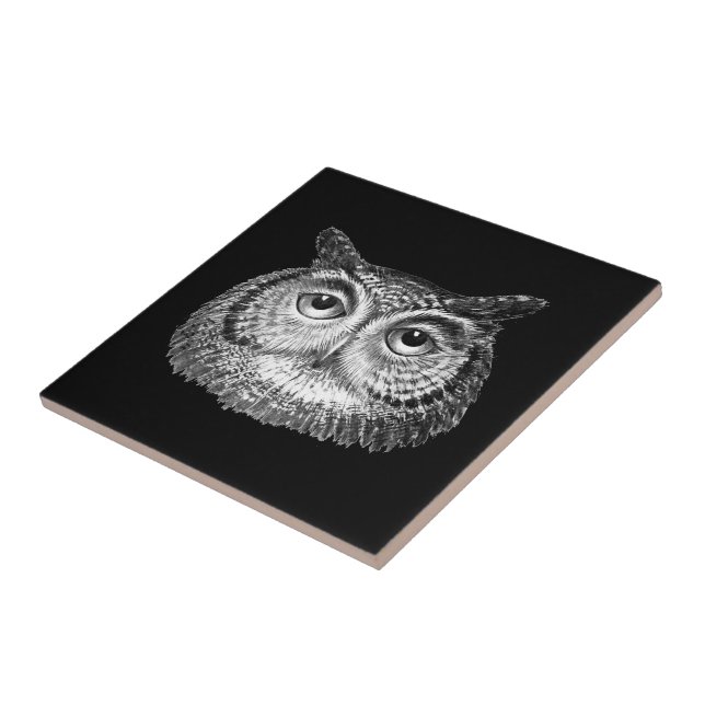 Vintage Boho Owl Design Ceramic Tile (Side)