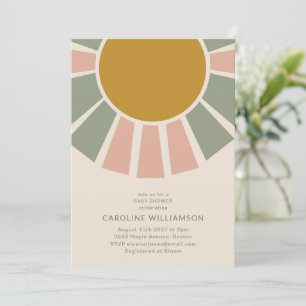 Vintage Boho Pastel Sun Gender Neutral Baby Shower Invitation