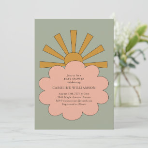 Vintage Boho Pastels Sunshine Cloud Baby Shower Invitation