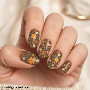 Vintage Boho Retro 70s Floral Minx Nail Art