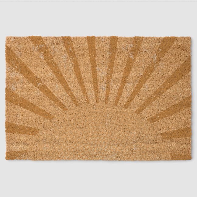 Vintage Boho Retro Rainbow Sunset Fiber Doormat