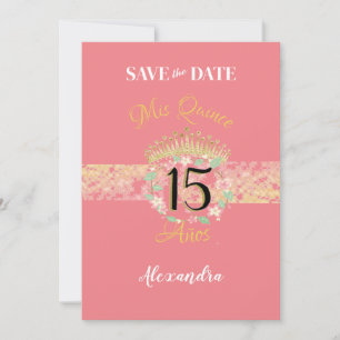 Vintage Boho Rose Gold Rustic Quinceañera Spanish Save The Date