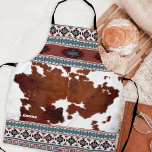 Vintage Boho Rustic South Western Cowhide Apron<br><div class="desc">A unique blend of boho western charm, modern southwestern style, and vintage bohemian aesthetics. This exquisite apron seamlessly combines the rugged allure of rustic western design with the free-spirited essence of boho southwestern home decor. Crafted with attention to detail, this apron features genuine cowhide accents, adding an authentic touch to...</div>