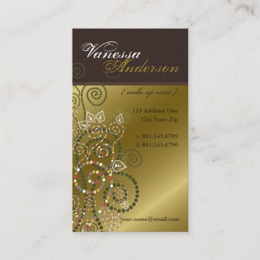 Customizable Vintage Boho Spirals Pattern Golden Profile Card Business Card Templates