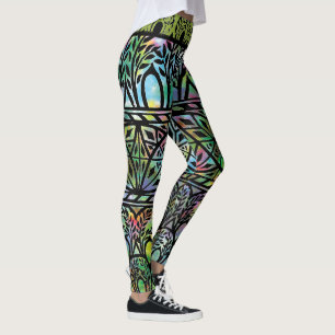 Vintage Boho Stained Glass Pattern Leggings
