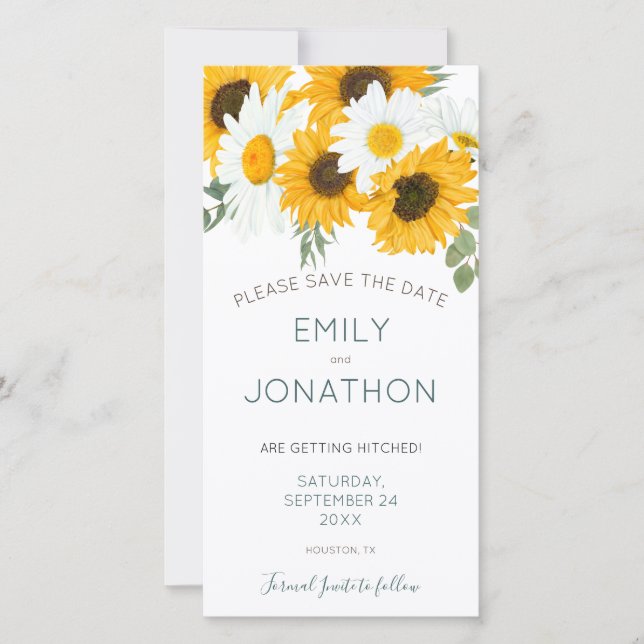 Vintage Boho Sunflower Florals Save The Date (Front)