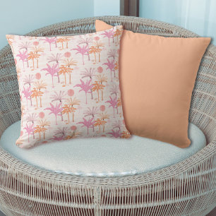 Vintage Boho Tropical Palm Tree Throw Pillow