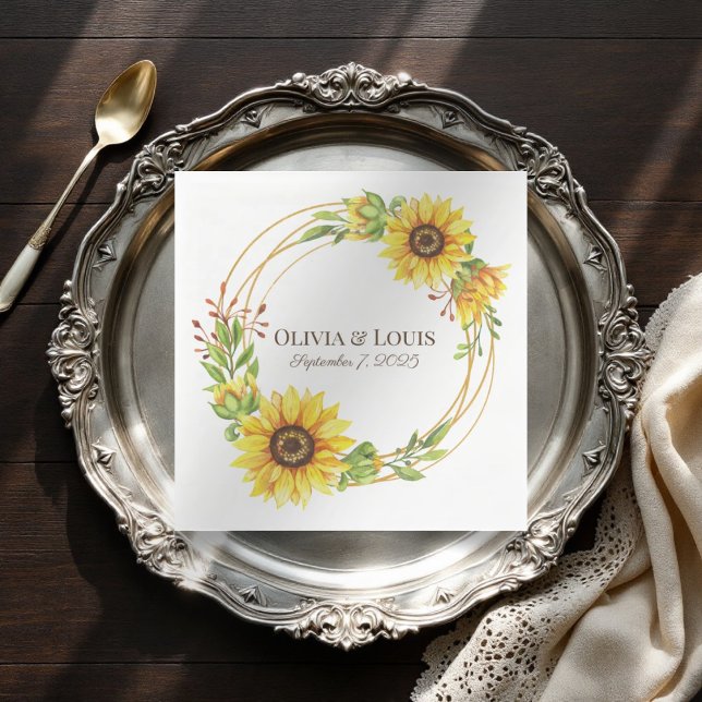 Vintage boho wedding sunflowers romantic  napkins (Creator Uploaded)
