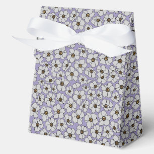 Vintage Boho White Floral On Lavender Favor Boxes