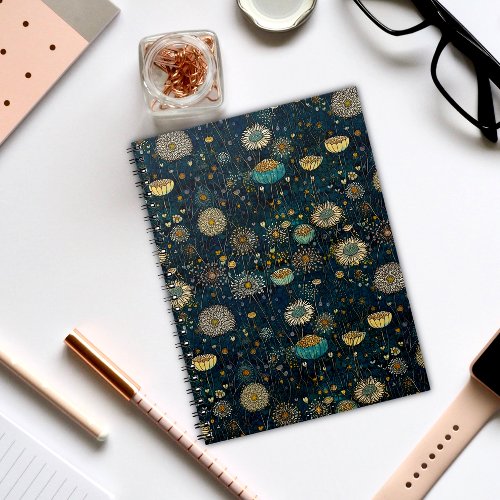 Vintage Boho Wildflower Botanical Night Garden Notebook