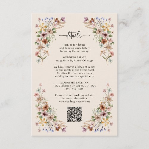 Vintage Boho Wildflower Enclosure Card