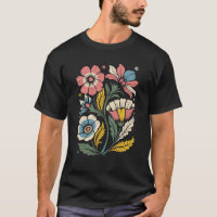 Vintage Boho Wildflower Graphic Art Floral Retro W T-Shirt