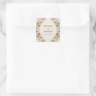 Vintage Boho Wildflower Square Sticker