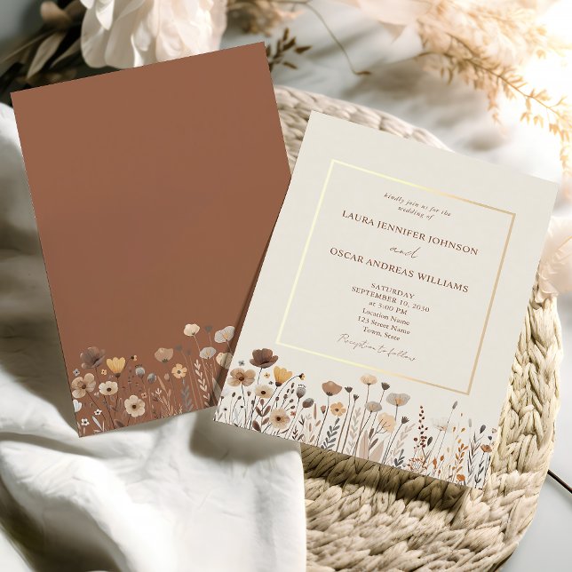 Vintage Boho Wildflowers Wedding Invitation (Creator Uploaded)