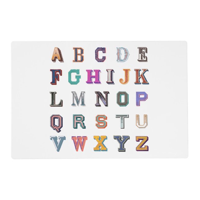  Vintage bold a-z alphabet Placemat (Front)