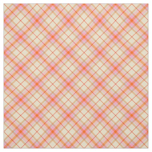 Vintage Bold Girly Plaid Pink Yellow Orange Cute Fabric