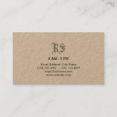 Vintage bold initials style cover business card (Back)