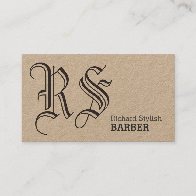 Vintage bold initials style cover business card (Front)