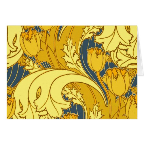 Vintage Bold Tulip Blue Gold Pattern