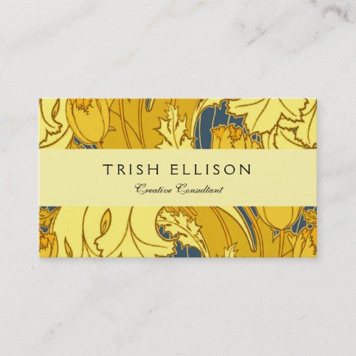 Vintage Bold Tulip Blue Gold Pattern Business Card