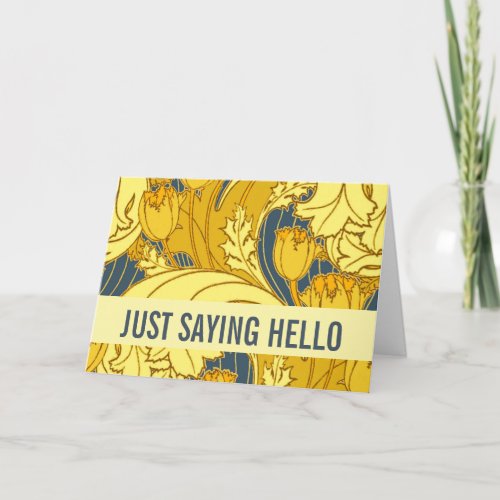 Vintage Bold Tulip Blue Gold Pattern Card