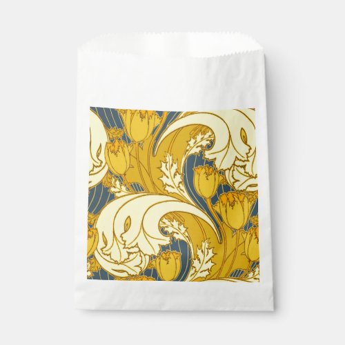 Vintage Bold Tulip Blue Gold Pattern Favor Bag