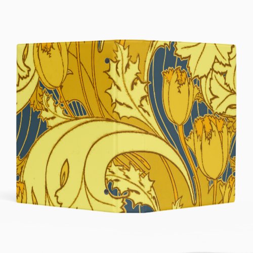 Vintage Bold Tulip Blue Gold Pattern Mini Binder