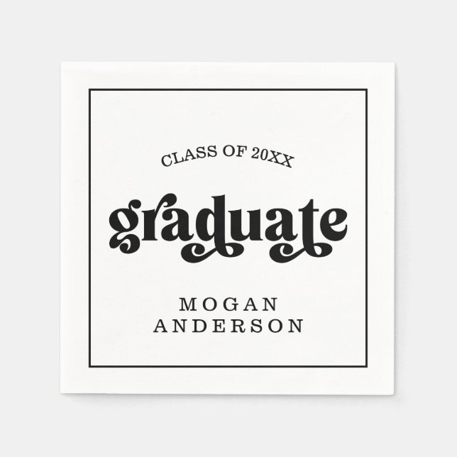 Vintage Bold Typography Graduation Party Napkins (Front)