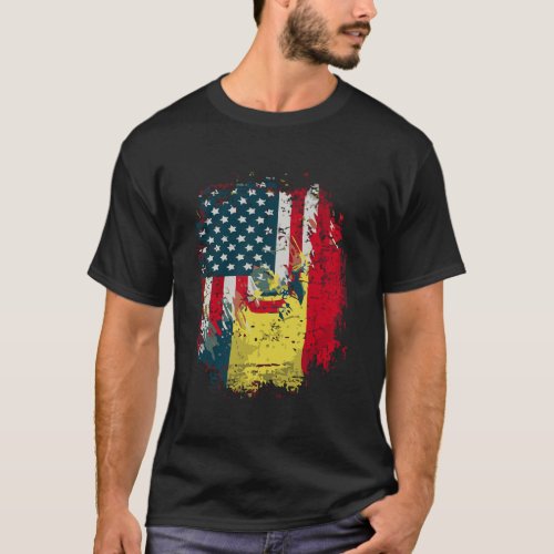 Vintage Bolivia And American With Flag Cool Gift T_Shirt