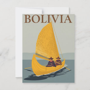Vintage Bolivia Lake Titicaca Travel Postcard